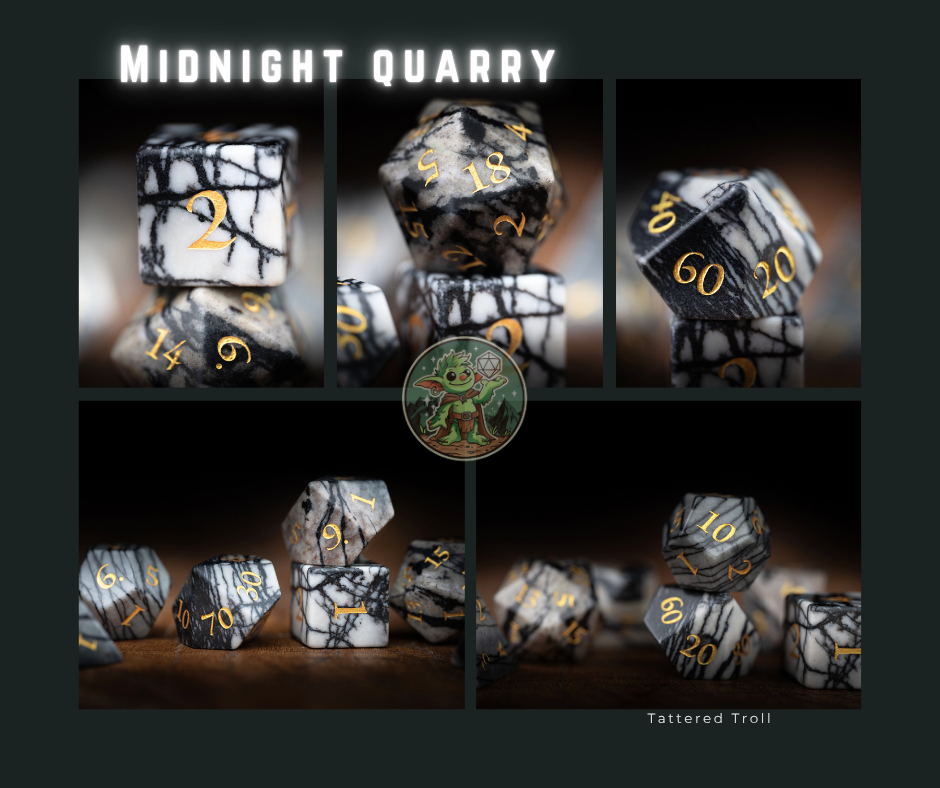 Black Star Gemstone Dice Set