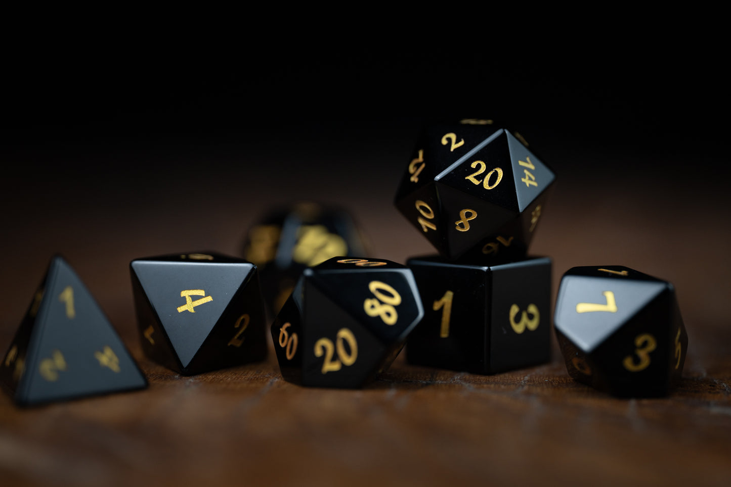 Black Star Gemstone Dice Set