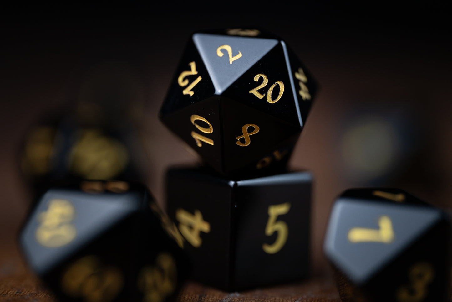 Black Star Gemstone Dice Set