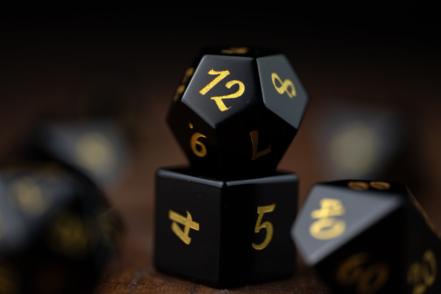 Black Star Gemstone Dice Set