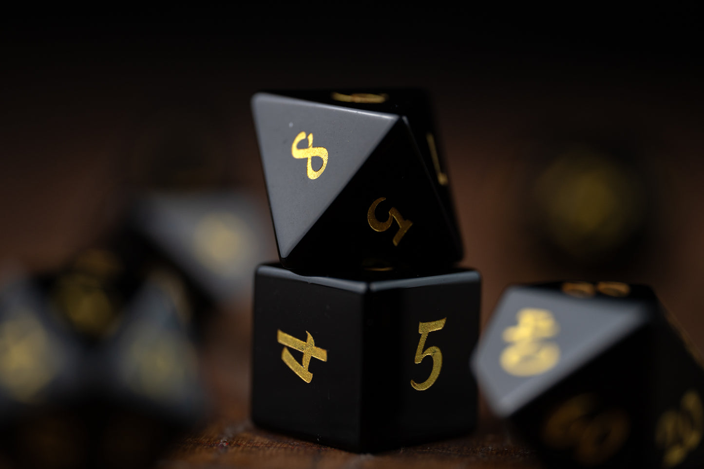 Black Star Gemstone Dice Set