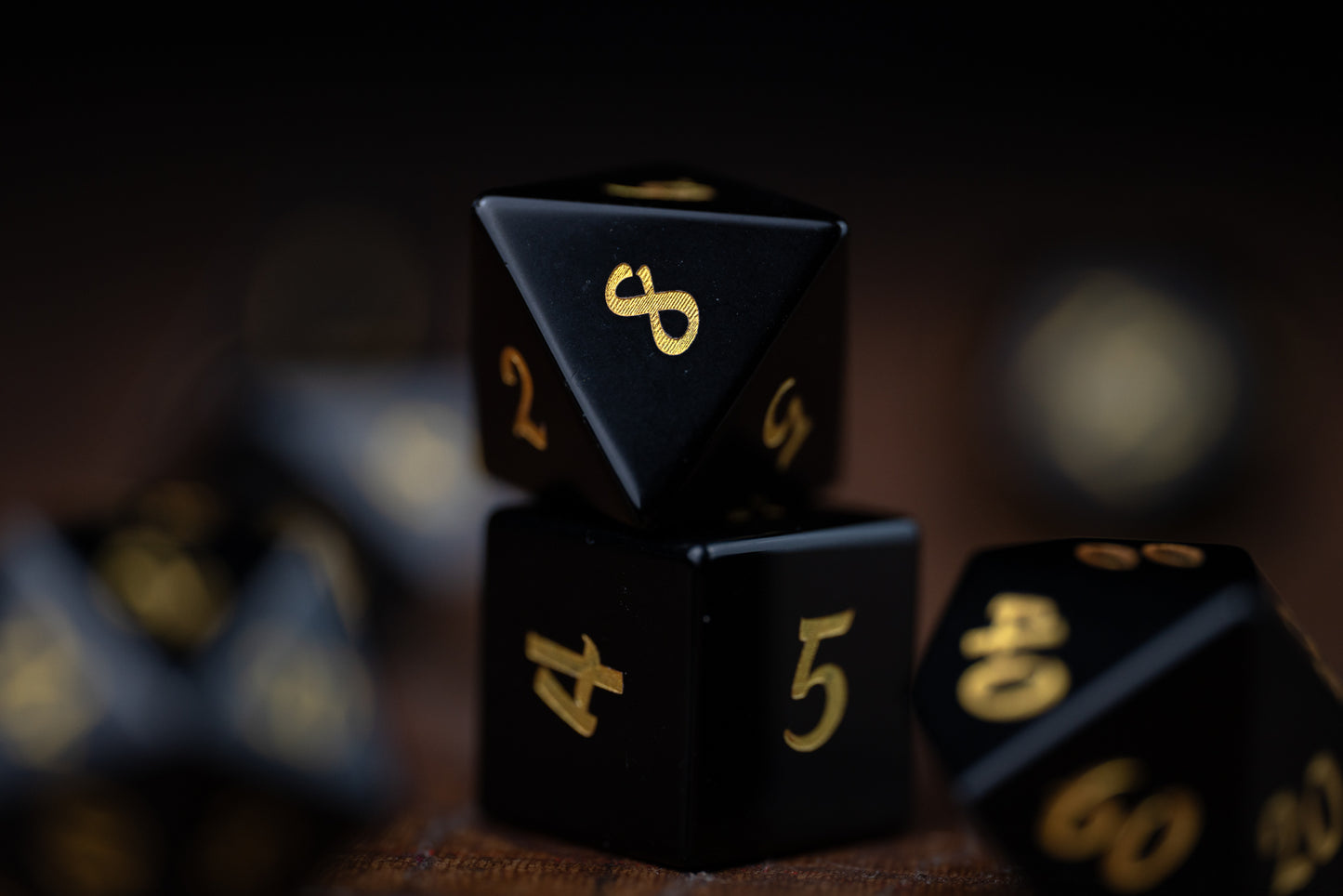 Black Star Gemstone Dice Set