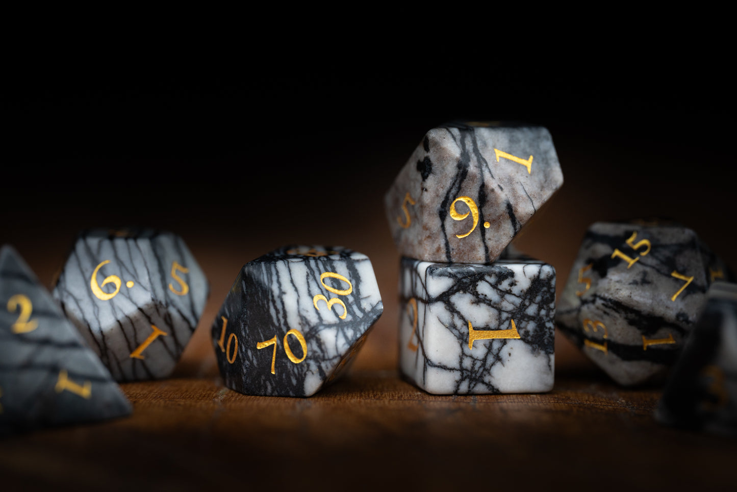 Midnight Quarry Gemstone Dice Set