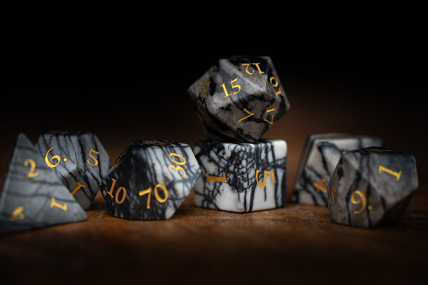 Midnight Quarry Gemstone Dice Set