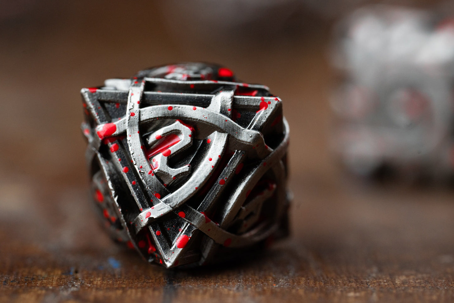 Blood Splatter Metal Dice Set