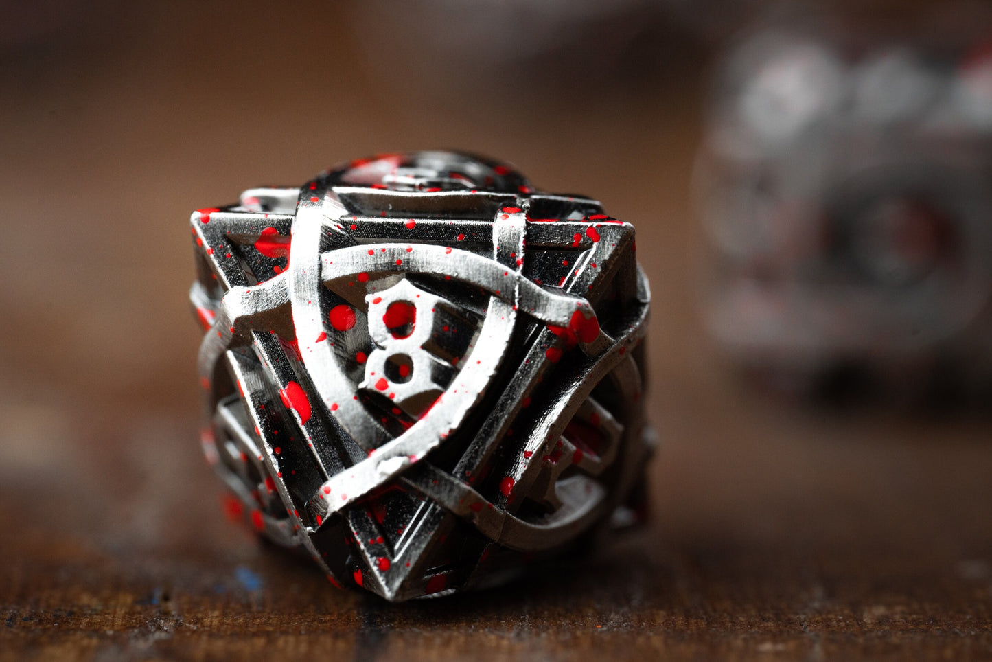 Blood Splatter Metal Dice Set
