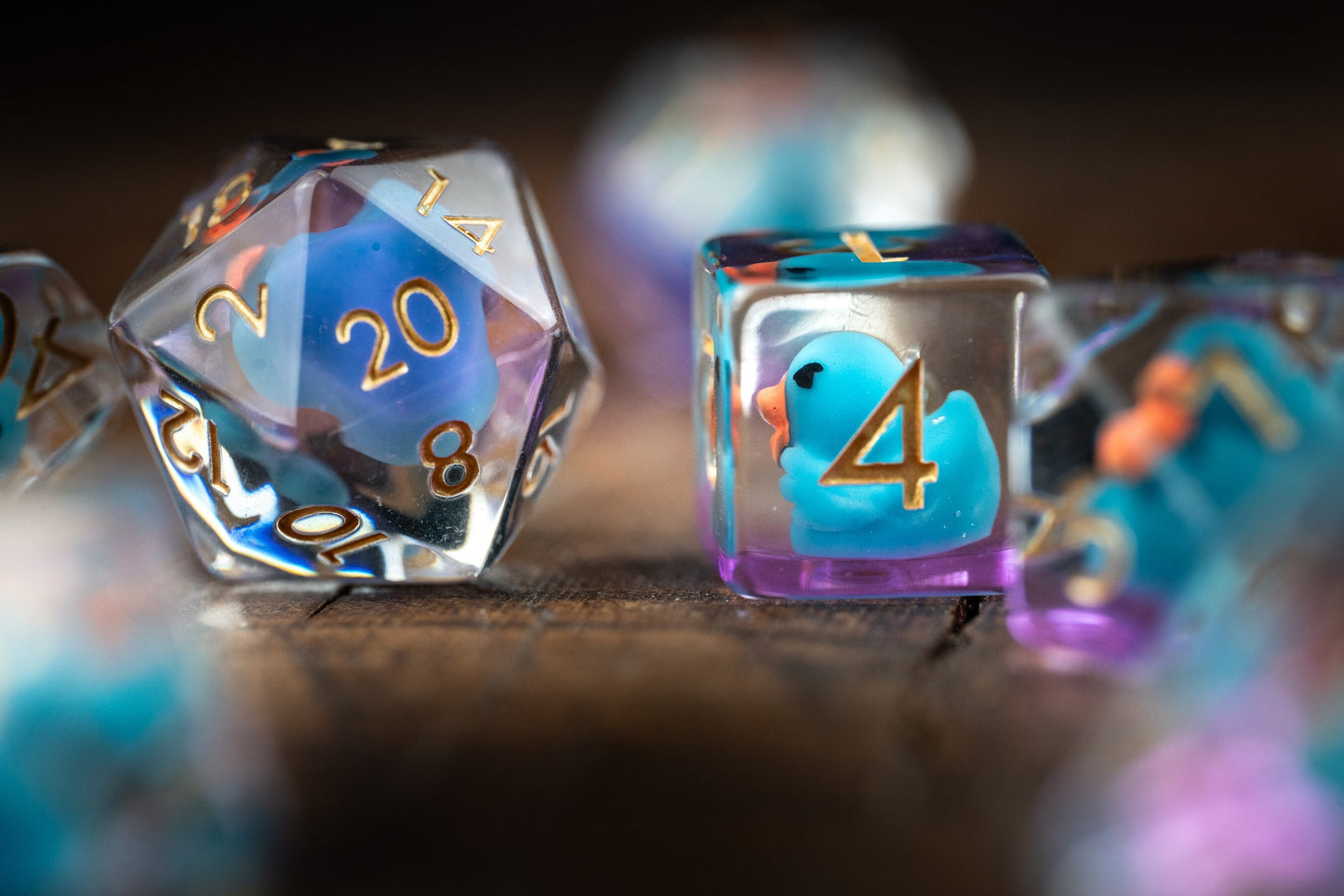 Azure Feather-tails Duck Dice Set