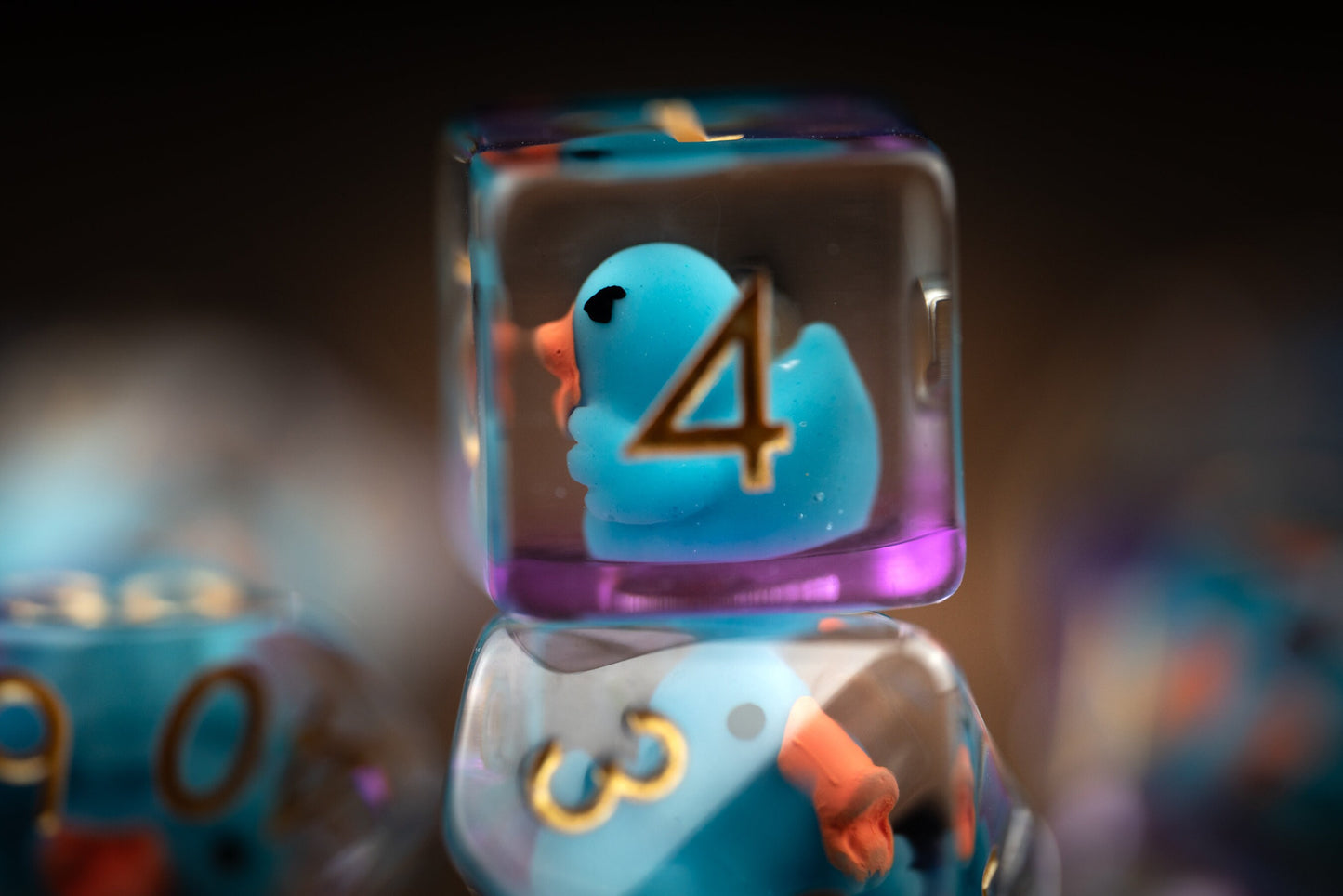 Azure Feather-tails Duck Dice Set