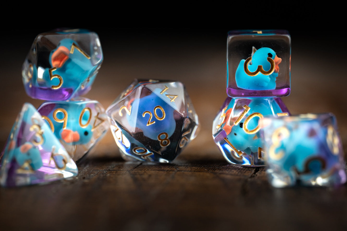 Azure Feather-tails Duck Dice Set