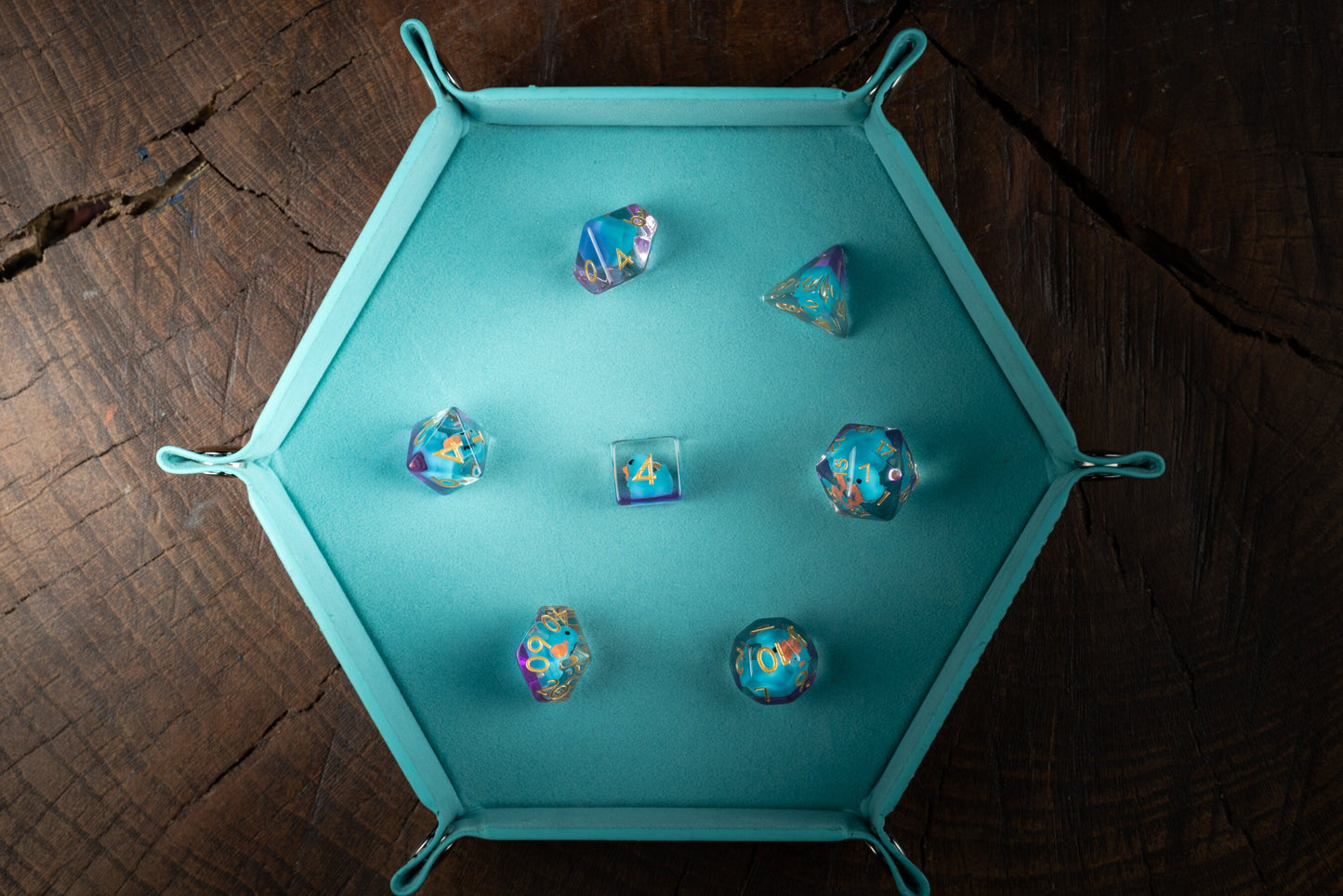 Azure Feather-tails Duck Dice Set