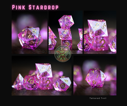 Pink Stardrop Liquid Core Dice Set