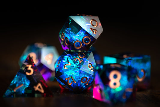 Super Nova Space Dice Set: Sharp Edge Resin Galaxy Dice for D&D Adventures