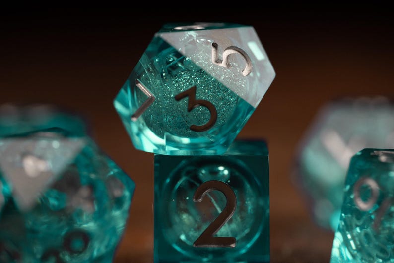 Glacial Starburst Liquid Core Dice Set