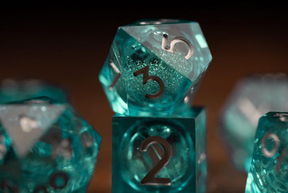 Glacial Starburst Liquid Core Dice Set