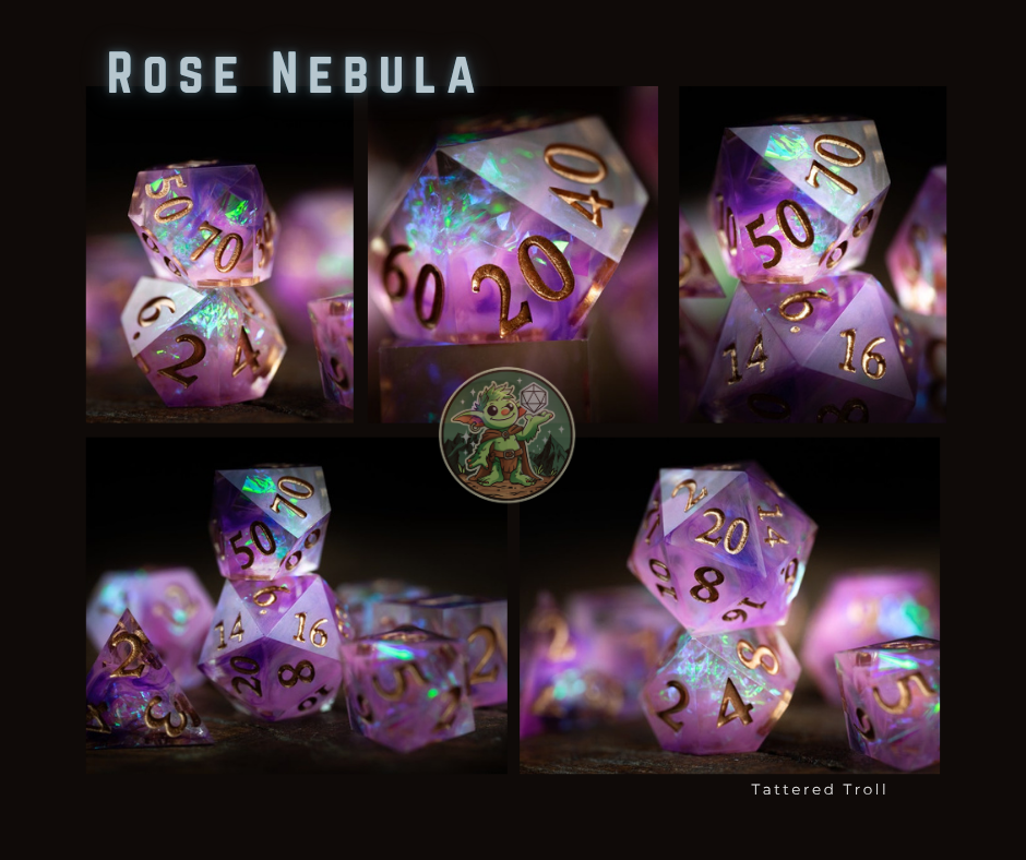 Rose Nebula Space Dice Set
