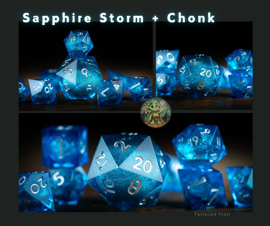Sapphire Storm + Chonk 35mm D20 8 Piece Set