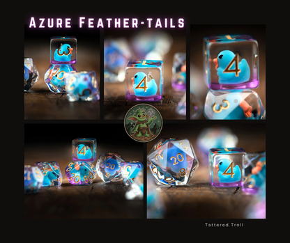 Azure Feather-tails Duck Dice Set