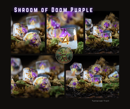 Shroom of Doom Purple Mushroom Dice Set