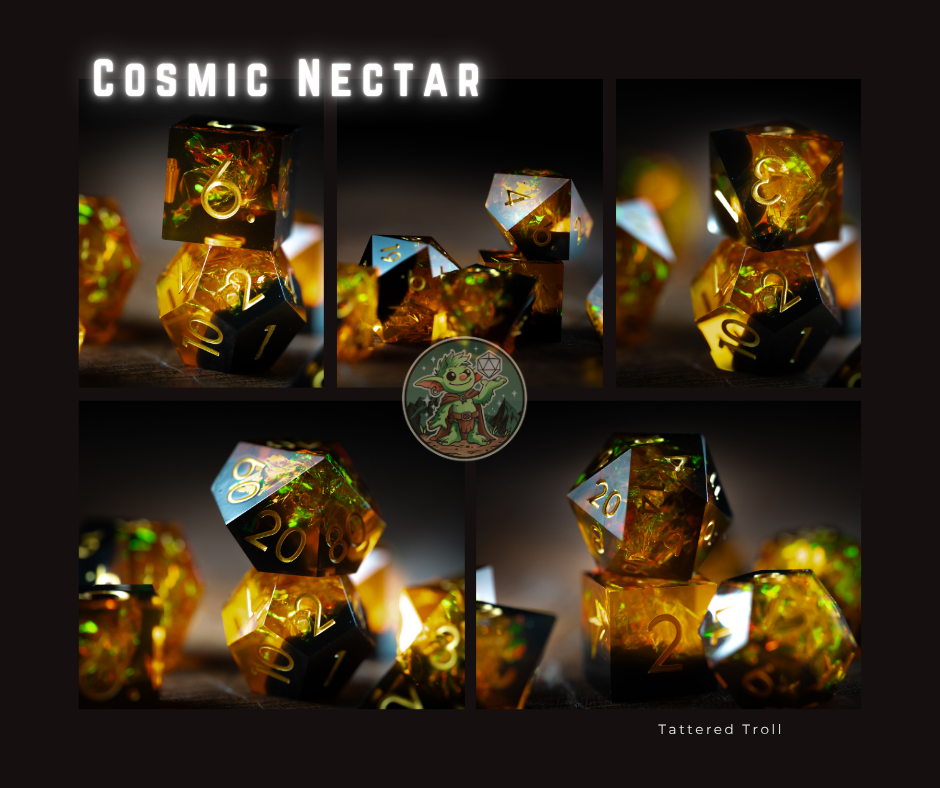 Burning Star Polyhedral Space Dice Set