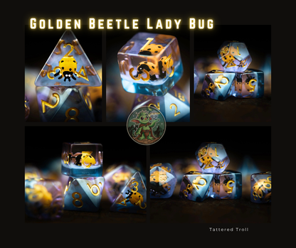 Golden Beetle Lady Bug Dice Set