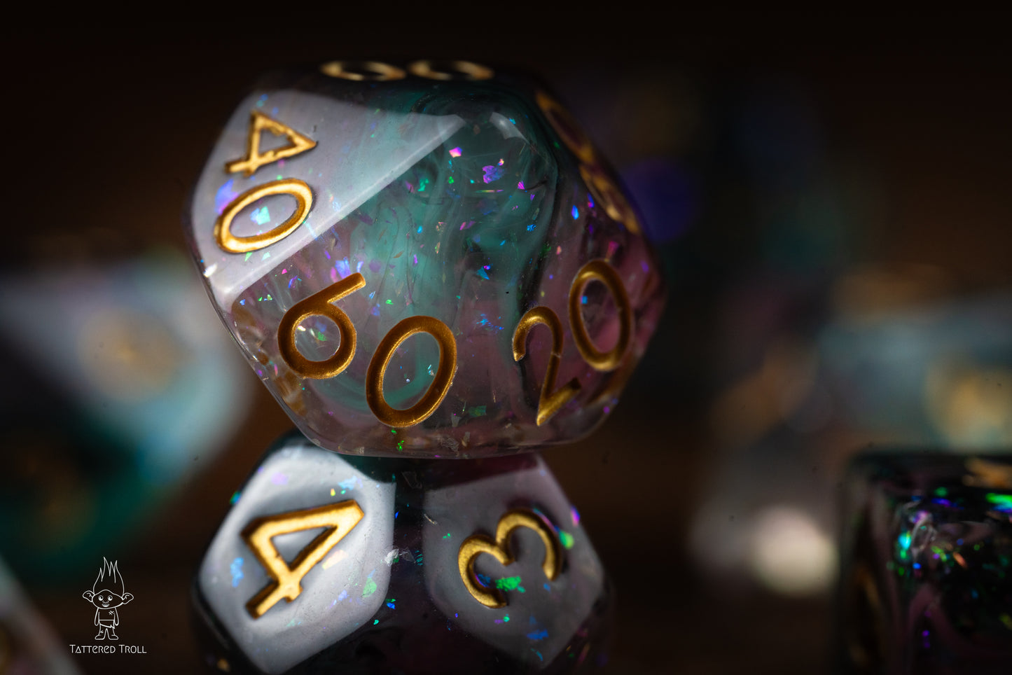 Star Shade Space Dice Set: DnD Resin Polyhedral Glitter Dice in Blue