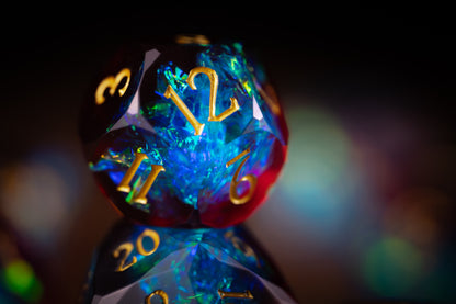 Prismatic Nova Diamond Cut Resin Dice Set – Sharp Edge DND, Polyhedral RPG