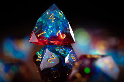 Prismatic Nova Diamond Cut Resin Dice Set – Sharp Edge DND, Polyhedral RPG