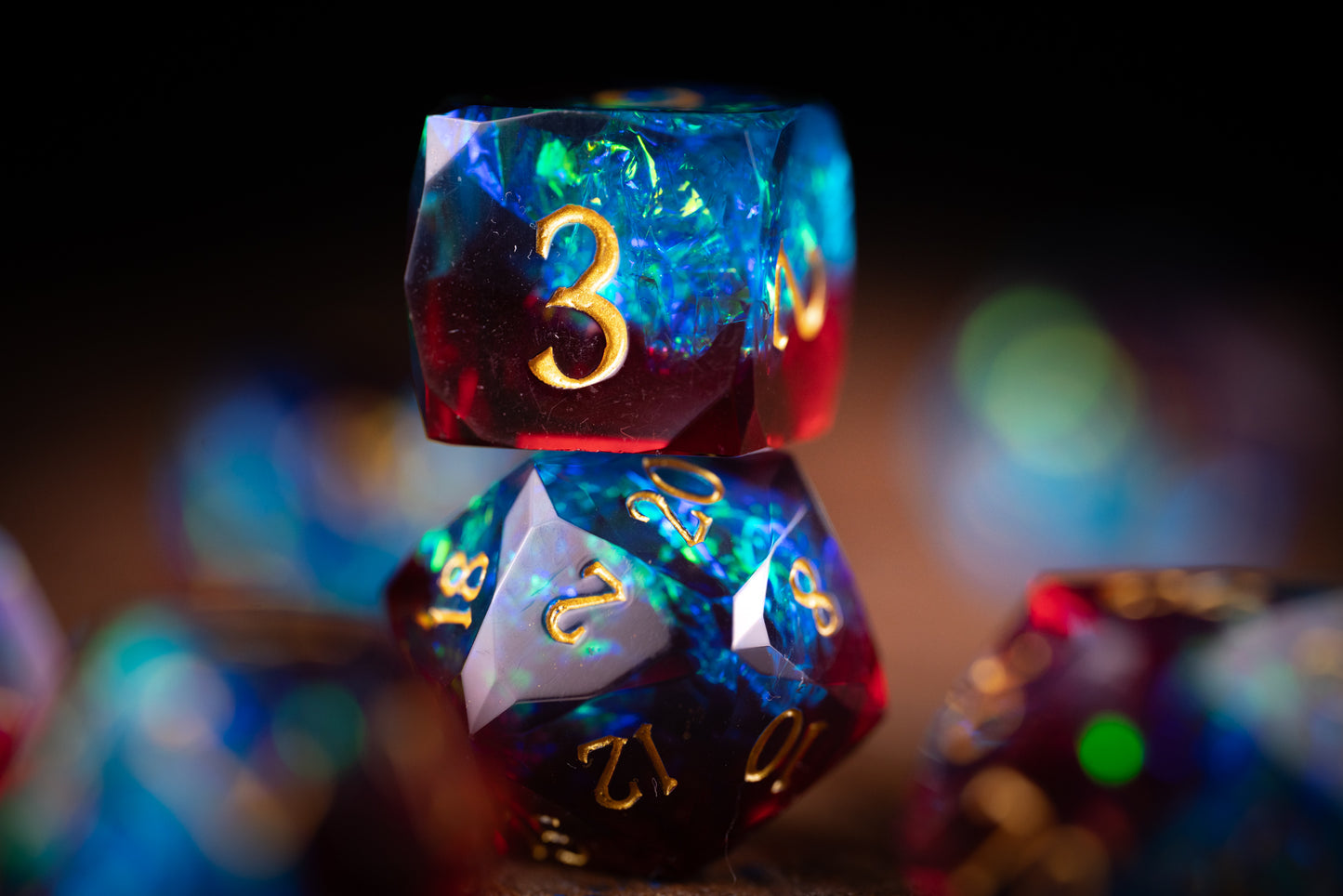 Prismatic Nova Diamond Cut Resin Dice Set – Sharp Edge DND, Polyhedral RPG