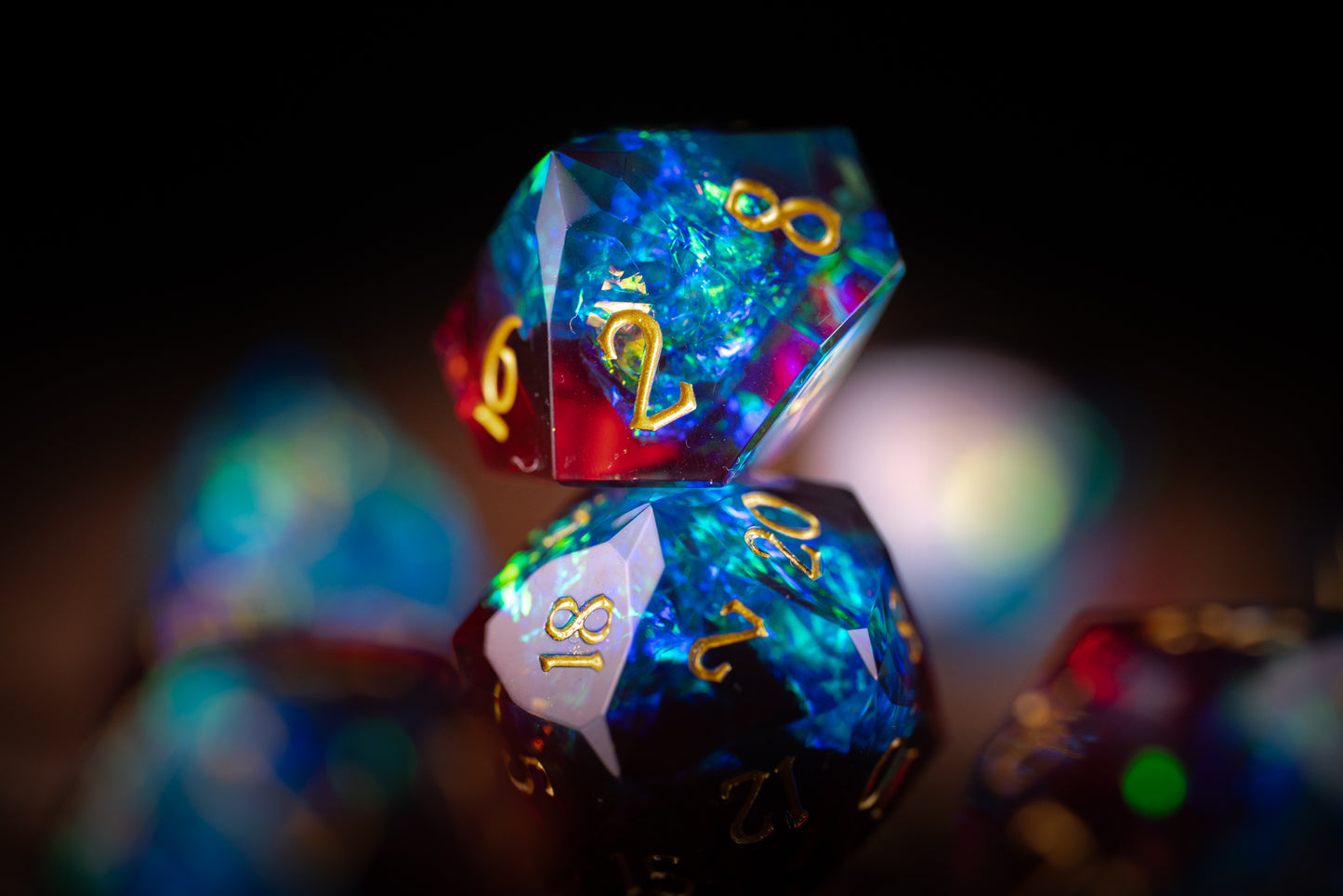 Prismatic Nova Diamond Cut Resin Dice Set – Sharp Edge DND, Polyhedral RPG