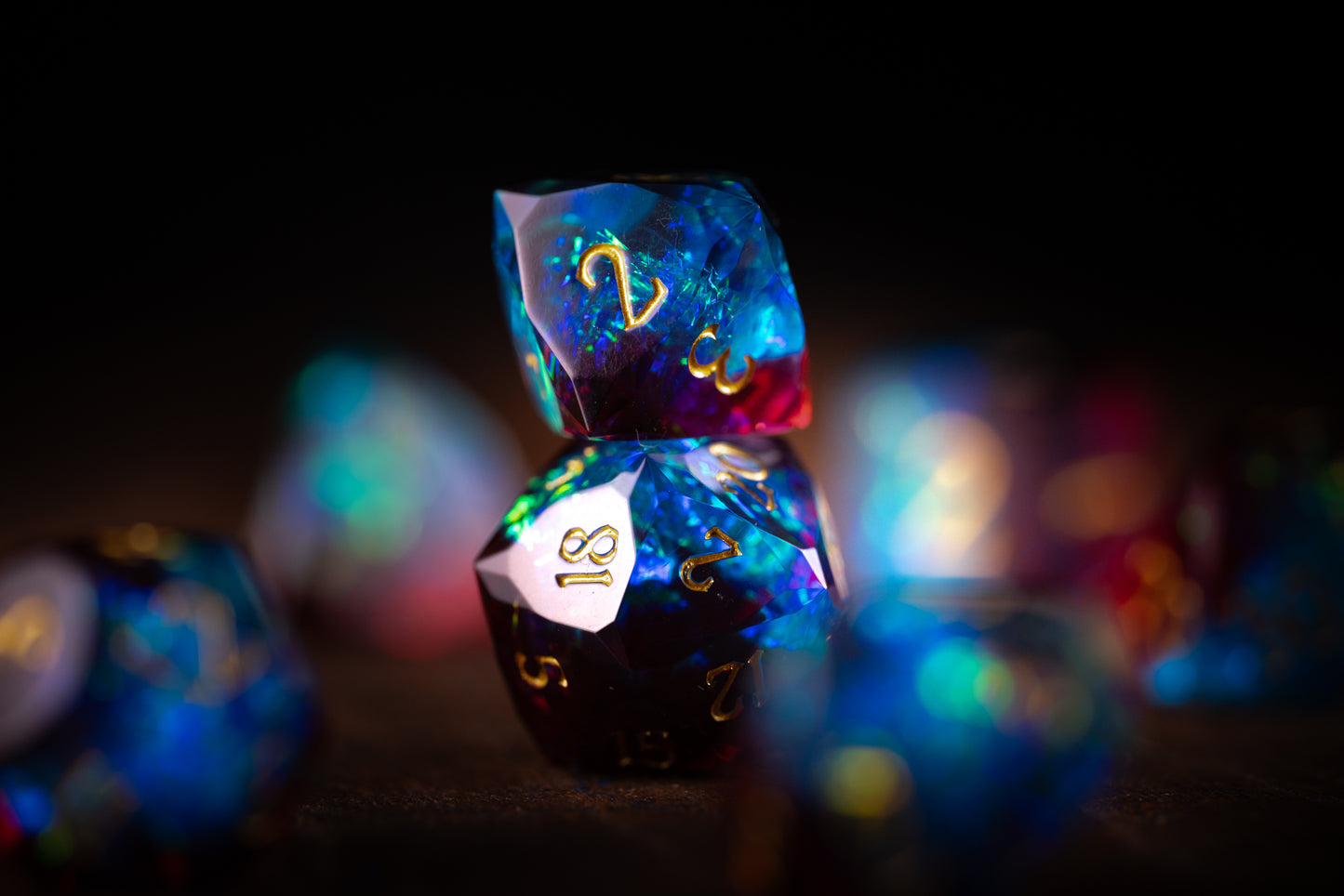 Prismatic Nova Diamond Cut Resin Dice Set – Sharp Edge DND, Polyhedral RPG