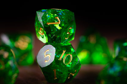 Viridian Nova Diamond Cut Resin Dice Set – Sharp Edge DND, Polyhedral RPG