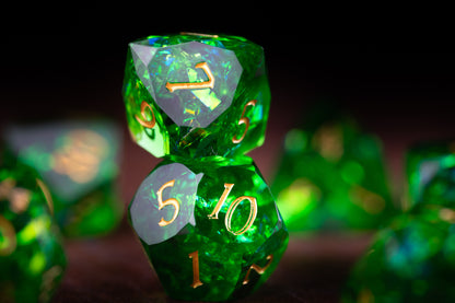Viridian Nova Diamond Cut Resin Dice Set – Sharp Edge DND, Polyhedral RPG