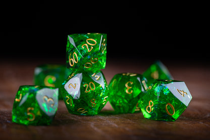 Viridian Nova Diamond Cut Resin Dice Set – Sharp Edge DND, Polyhedral RPG