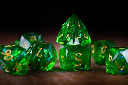 Viridian Nova Diamond Cut Resin Dice Set – Sharp Edge DND, Polyhedral RPG