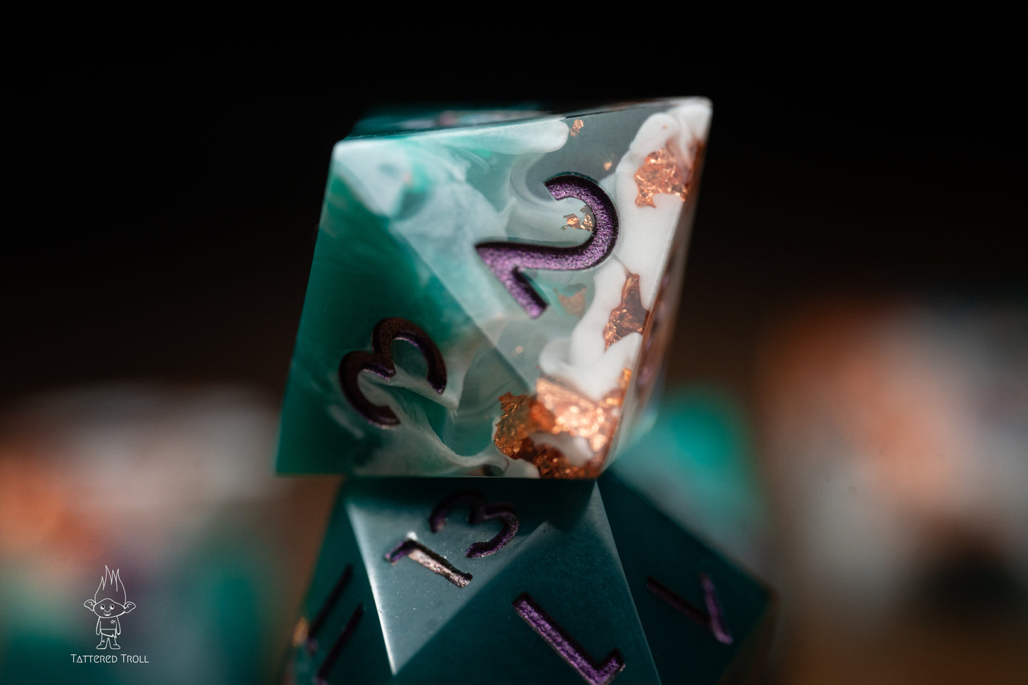 Emerald Tides Green Dice Set: Sharp Edge Polyhedral Space Dice with Glitter - Premium Resin DnD Dice for Dungeons and Dragons