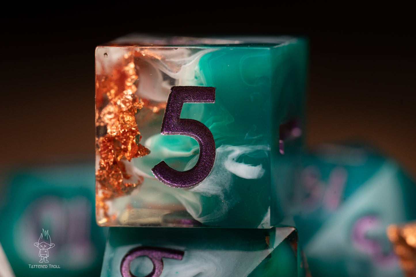 Emerald Tides Green Dice Set: Sharp Edge Polyhedral Space Dice with Glitter - Premium Resin DnD Dice for Dungeons and Dragons