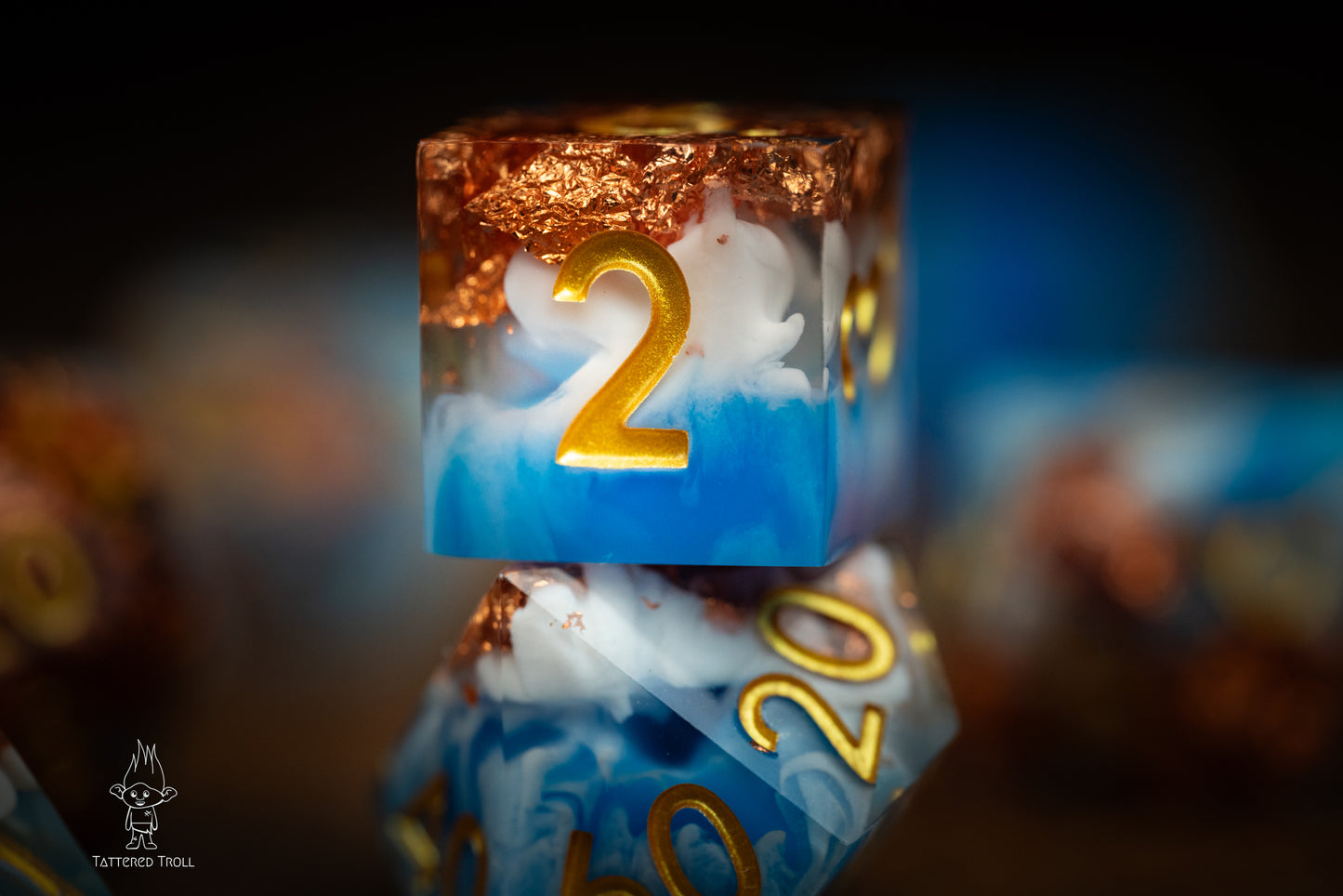 Nimbus Blue Dice Set: Sharp Edge Polyhedral Space Dice with Glitter - Premium Resin DnD Dice for Dungeons and Dragons