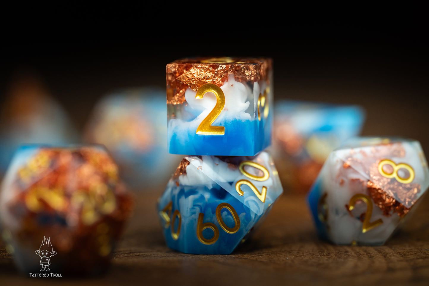 Nimbus Blue Dice Set: Sharp Edge Polyhedral Space Dice with Glitter - Premium Resin DnD Dice for Dungeons and Dragons