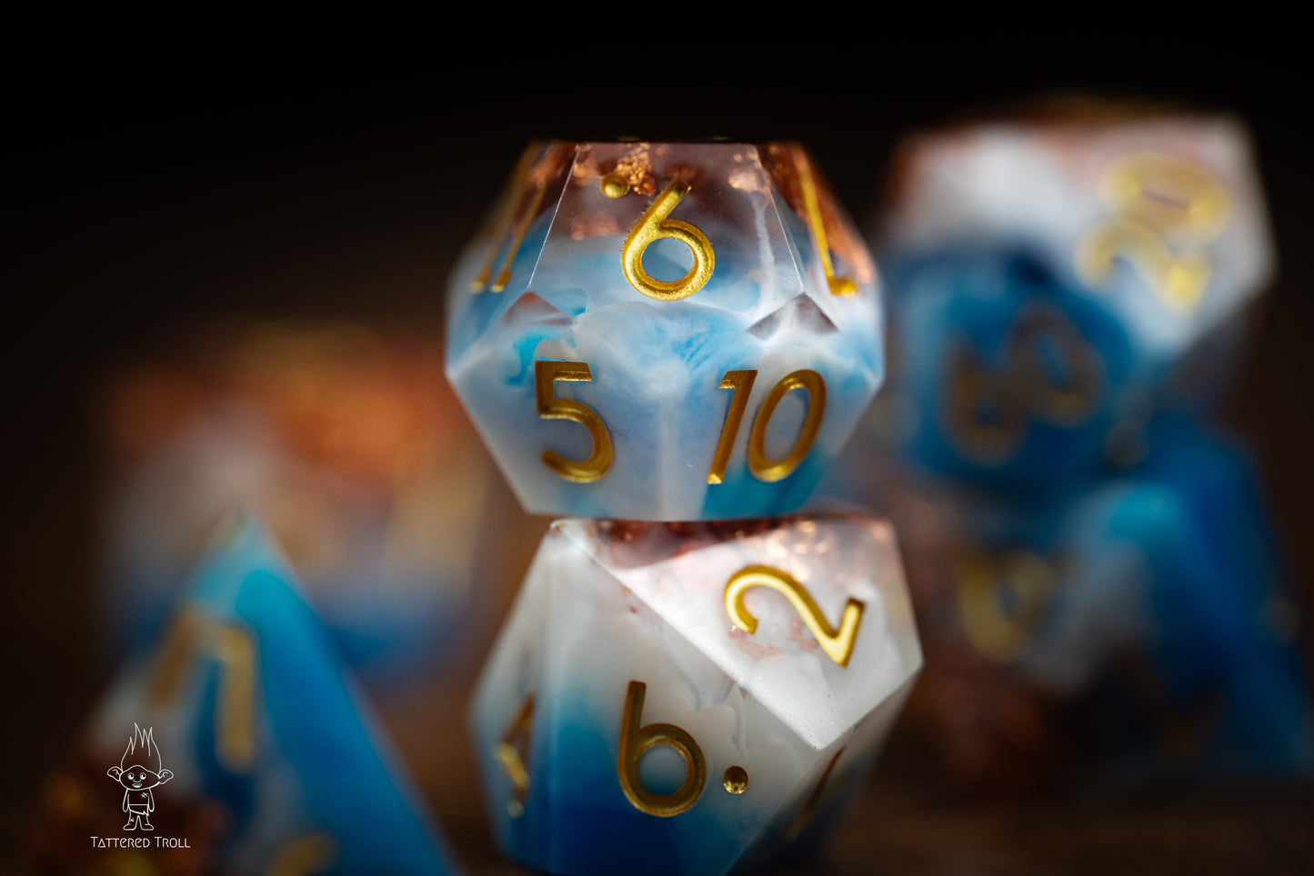 Nimbus Blue Dice Set: Sharp Edge Polyhedral Space Dice with Glitter - Premium Resin DnD Dice for Dungeons and Dragons