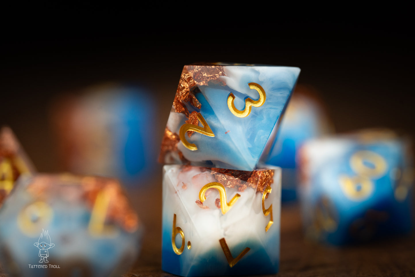 Nimbus Blue Dice Set: Sharp Edge Polyhedral Space Dice with Glitter - Premium Resin DnD Dice for Dungeons and Dragons