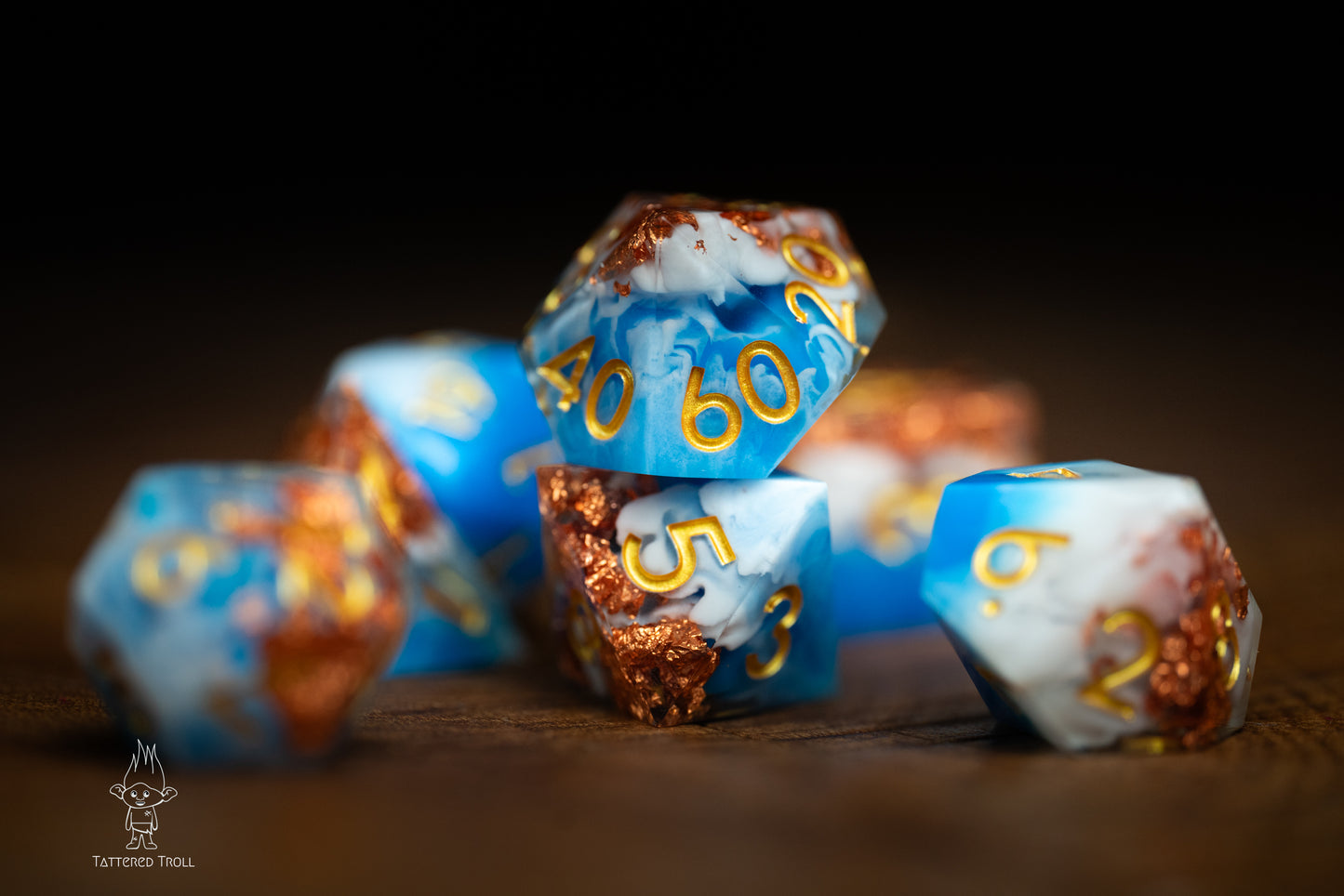 Nimbus Blue Dice Set: Sharp Edge Polyhedral Space Dice with Glitter - Premium Resin DnD Dice for Dungeons and Dragons