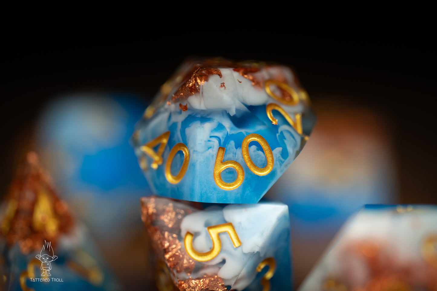 Nimbus Blue Dice Set: Sharp Edge Polyhedral Space Dice with Glitter - Premium Resin DnD Dice for Dungeons and Dragons