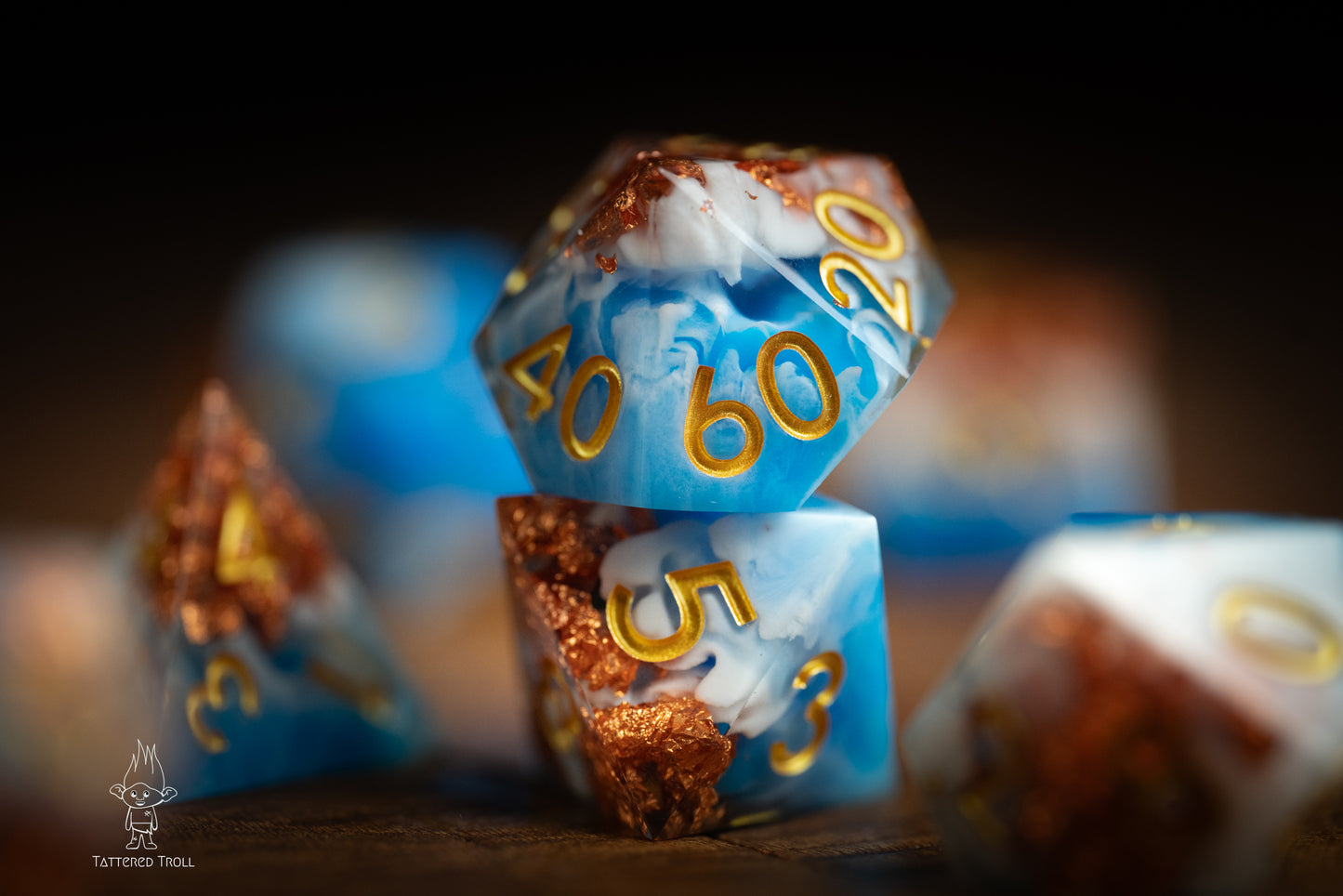 Nimbus Blue Dice Set: Sharp Edge Polyhedral Space Dice with Glitter - Premium Resin DnD Dice for Dungeons and Dragons