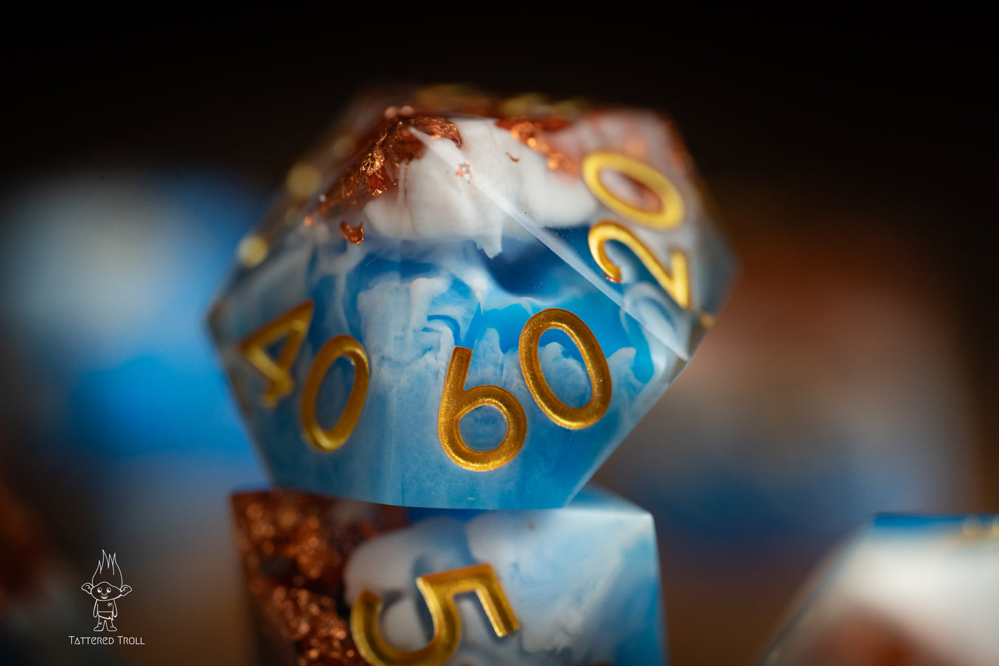 Nimbus Blue Dice Set: Sharp Edge Polyhedral Space Dice with Glitter - Premium Resin DnD Dice for Dungeons and Dragons