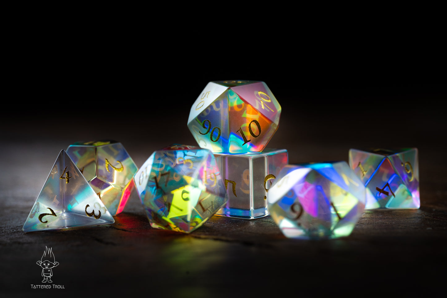 Opal Nova Glass DnD Dice Set: Galaxy-Inspired Space Dice for Dungeons and Dragons and TTRPG