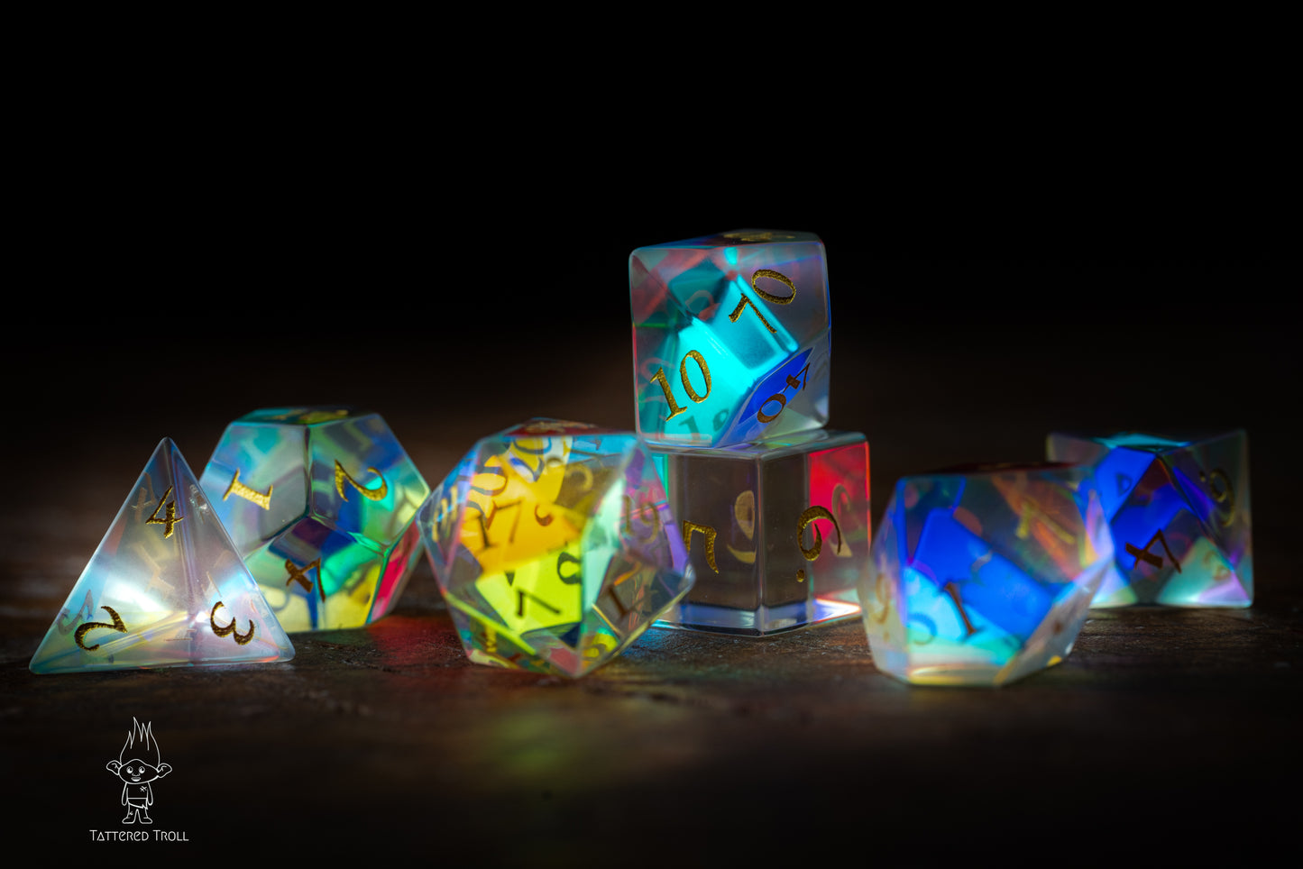 Opal Nova Glass DnD Dice Set: Galaxy-Inspired Space Dice for Dungeons and Dragons and TTRPG