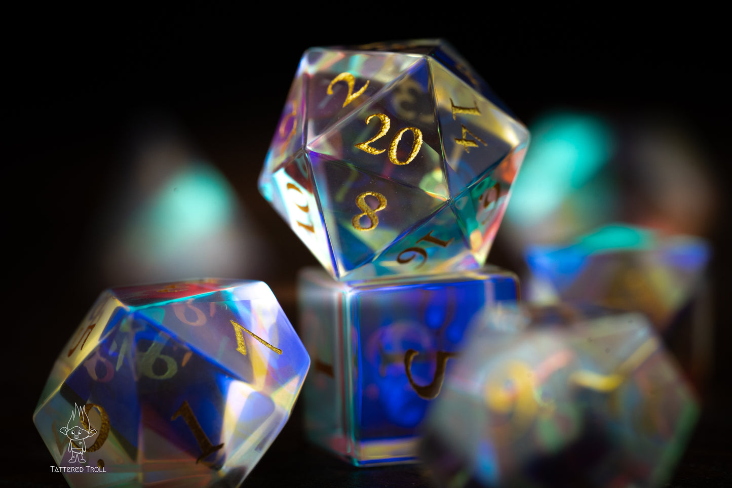 Opal Nova Glass DnD Dice Set: Galaxy-Inspired Space Dice for Dungeons and Dragons and TTRPG