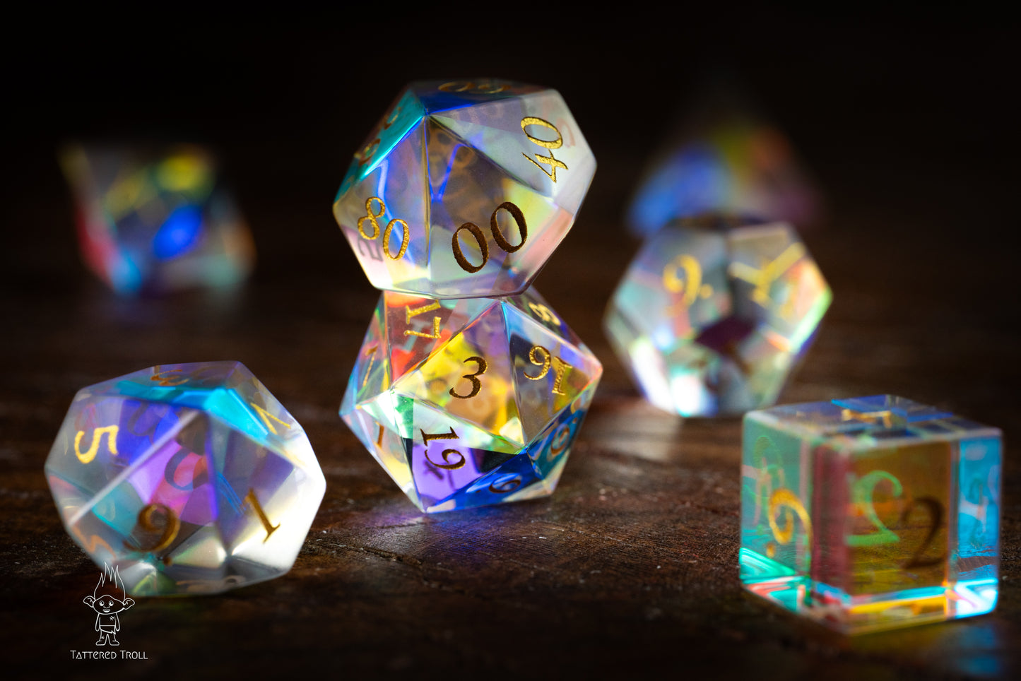 Opal Nova Glass DnD Dice Set: Galaxy-Inspired Space Dice for Dungeons and Dragons and TTRPG