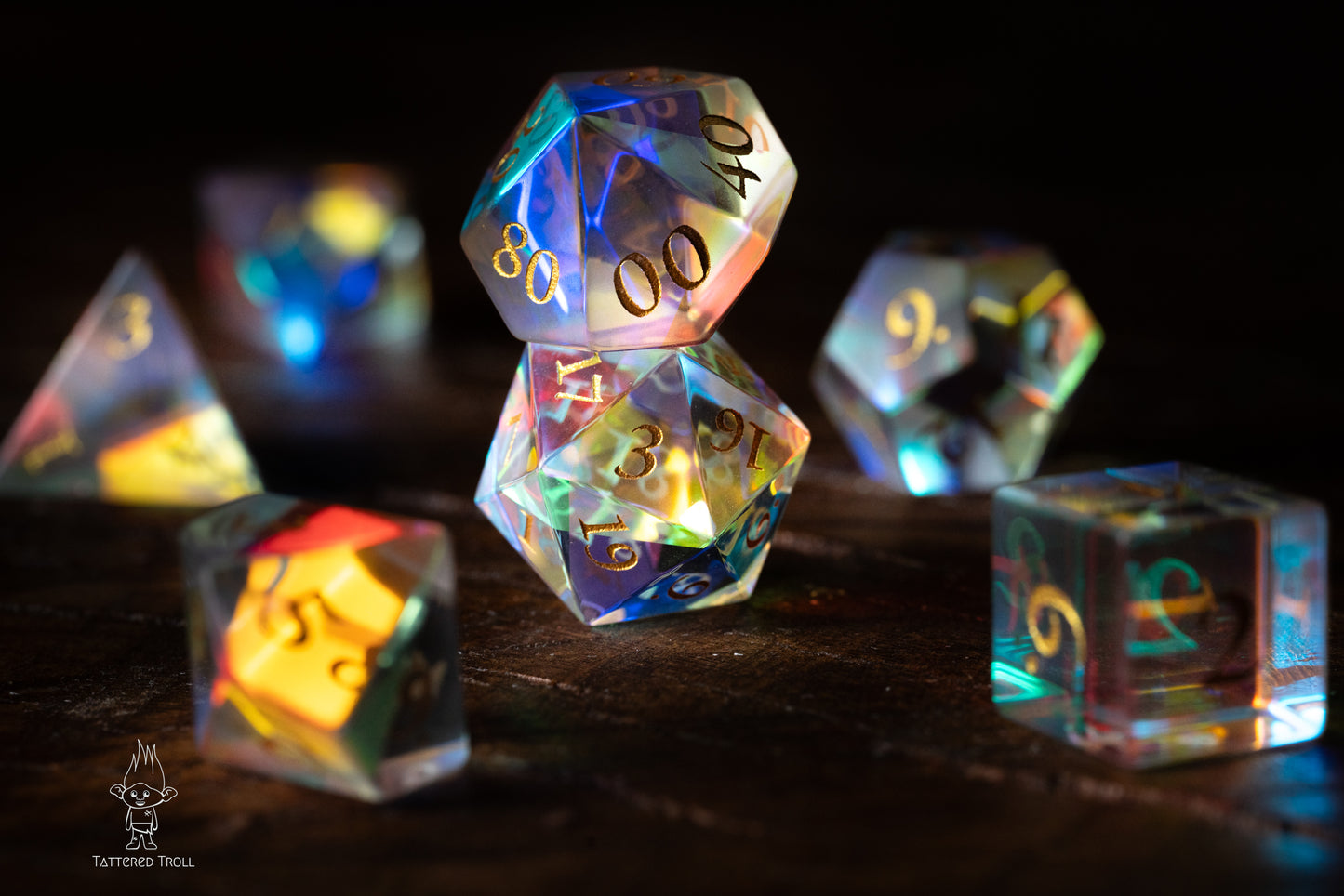 Opal Nova Glass DnD Dice Set: Galaxy-Inspired Space Dice for Dungeons and Dragons and TTRPG