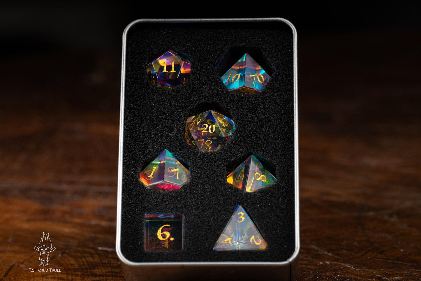 Opal Nova Glass DnD Dice Set: Galaxy-Inspired Space Dice for Dungeons and Dragons and TTRPG